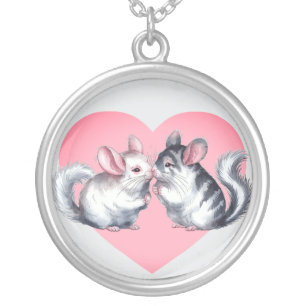 Chinchilla Kiss Silver Necklace Heart Love Jewelry