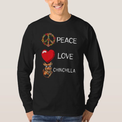 Chinchilla Love Peace Chillin He Flower Peace Sign T_Shirt