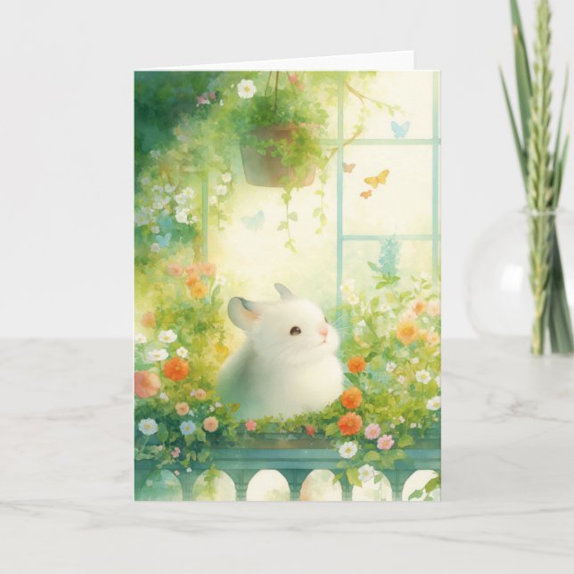 Chinchilla Peaceful Garden Retreat Card (Front)