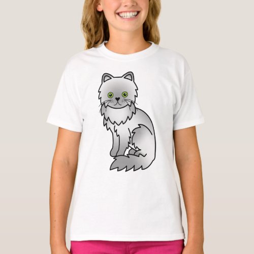 Chinchilla Persian Cute Cartoon Cat Illustration T_Shirt