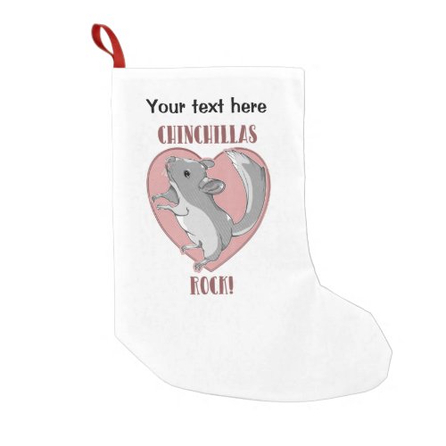 Chinchilla pink love heart small christmas stocking