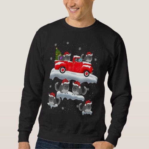 Chinchilla Riding Christmas Tree Truck Chinchilla  Sweatshirt
