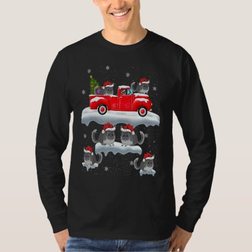 Chinchilla Riding Christmas Tree Truck Chinchilla  T_Shirt