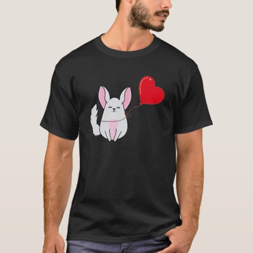 Chinchilla With Heart Balloon Valentines Day Love T-Shirt