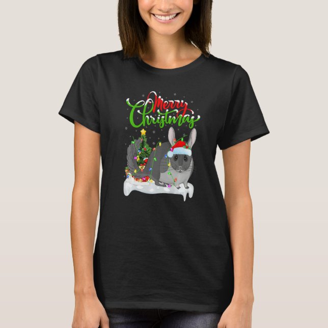 Chinchilla  Xmas Decorations Santa Chinchilla Chri T-Shirt (Front)