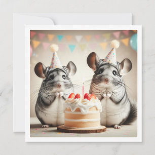chinchillas eating cake birthday invitation