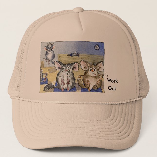 Chinchillas Work Out Cartoon Hat (Front)
