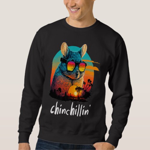 Chinchillin Retro Groovy Chinchilla Sweatshirt