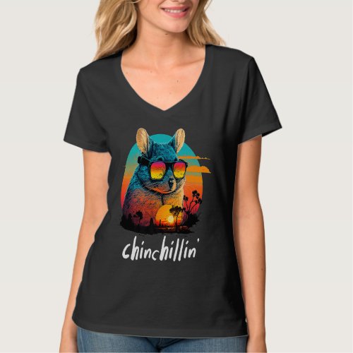Chinchillin Retro Groovy Chinchilla T_Shirt
