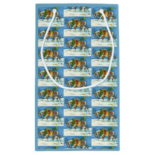 CHINCOTEAGUE CHRISTMAS PONIES, SLEIGH BELLS & TOYS SMALL GIFT BAG