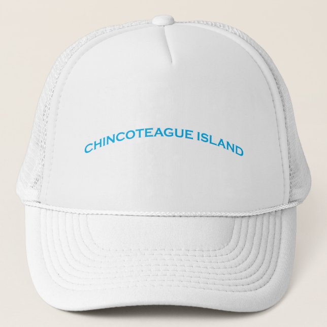 Chincoteague Island Arch Text Trucker Hat (Front)