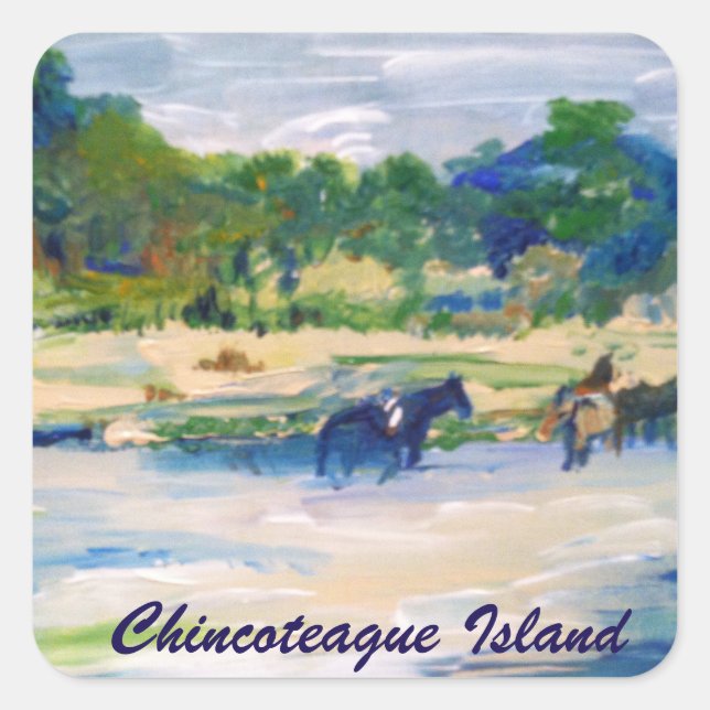 Chincoteague Island Horse Painting Sticker (Front)