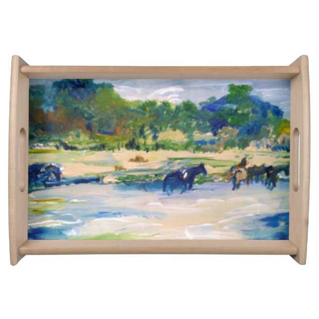 Chincoteague  Island Horses Painting Serving Tray (Front)