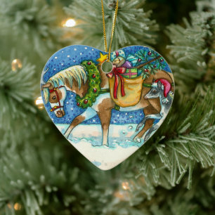 CHINCOTEAGUE ISLAND PONIES, CHRISTMAS HORSE COLT CERAMIC ORNAMENT