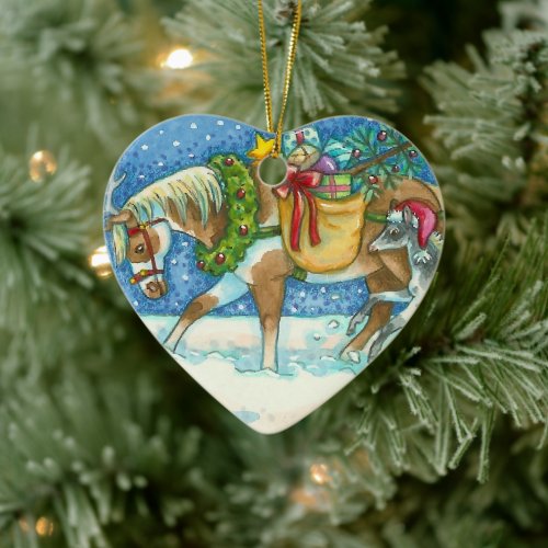 CHINCOTEAGUE ISLAND PONIES CHRISTMAS HORSE COLT CERAMIC ORNAMENT