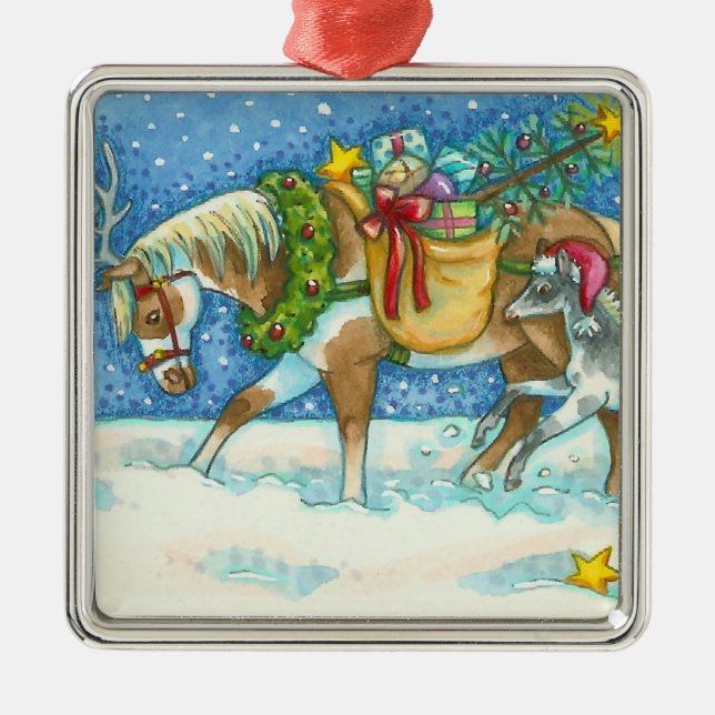 CHINCOTEAGUE ISLAND PONIES CHRISTMAS ORNAMENT (Front)