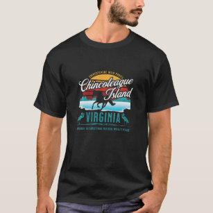 Chincoteague Island Virginia Wild Ponies Retro Sun T-Shirt