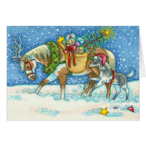 CHINCOTEAGUE PONIES CHRISTMAS GREETING CARD Blank