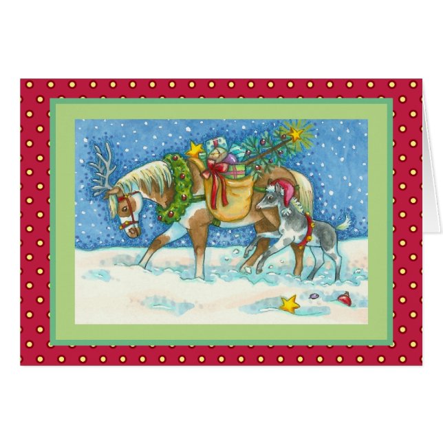 CHINCOTEAGUE PONIES CHRISTMAS GREETING CARD Verse (Front Horizontal)