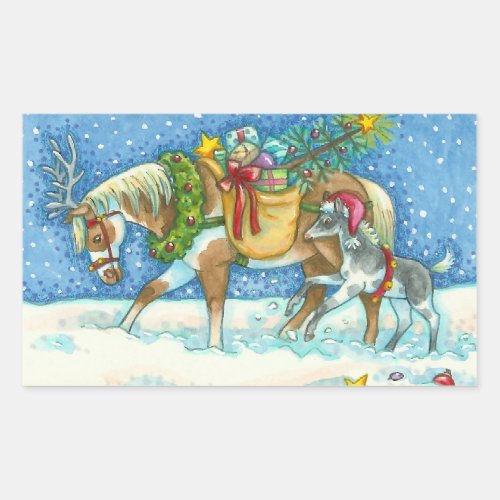 CHINCOTEAGUE PONIES  HOLIDAY WISHES HORSE STICKER