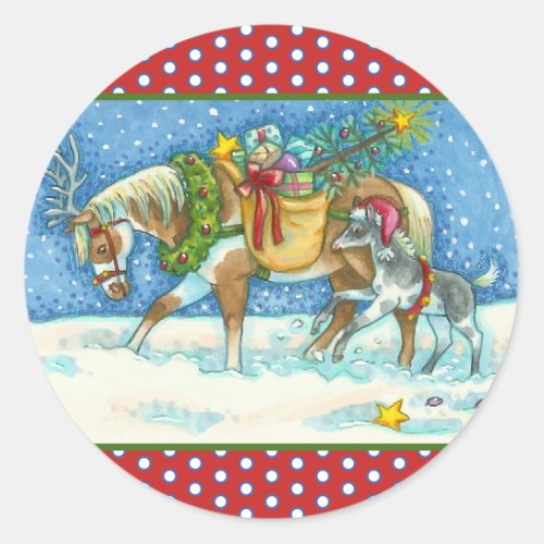 CHINCOTEAGUE PONIES  HOLIDAY WISHES HORSE STICKER