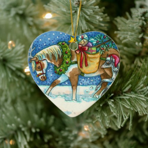 CHINCOTEAGUE PONIES MERRY CHRISTMAS COLT  GIFTS CERAMIC ORNAMENT