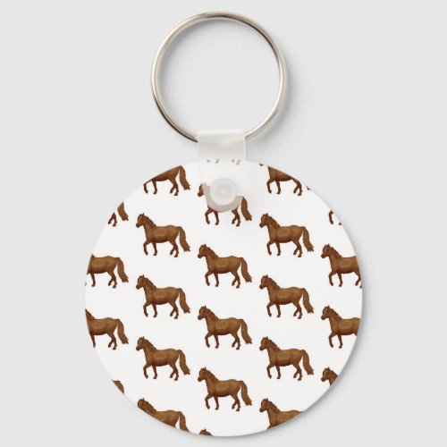Chincoteague Pony Brown Watercolor Painting Horse Keychain