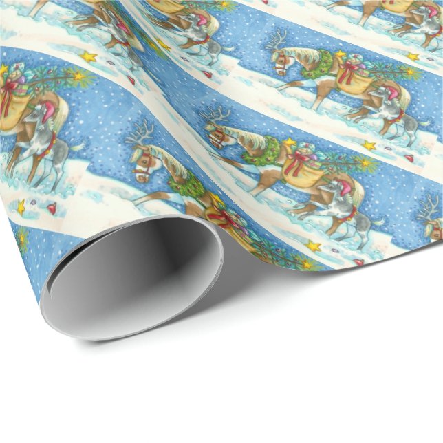 CHINCOTEAGUE PONY & COLT CHRISTMAS WRAPPING PAPER (Roll Corner)