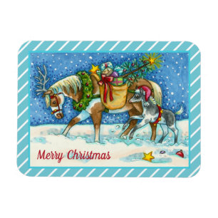 CHINCOTEAGUE PONY, HOLIDAY CHRISTMAS HORSE MAGNET