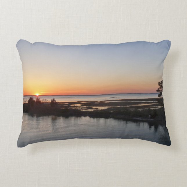 Chincoteague Sunset I Virginia Landscape Accent Pillow (Front)