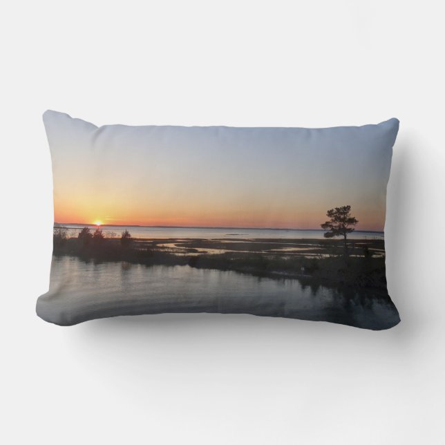 Chincoteague Sunset I Virginia Landscape Lumbar Pillow (Front)
