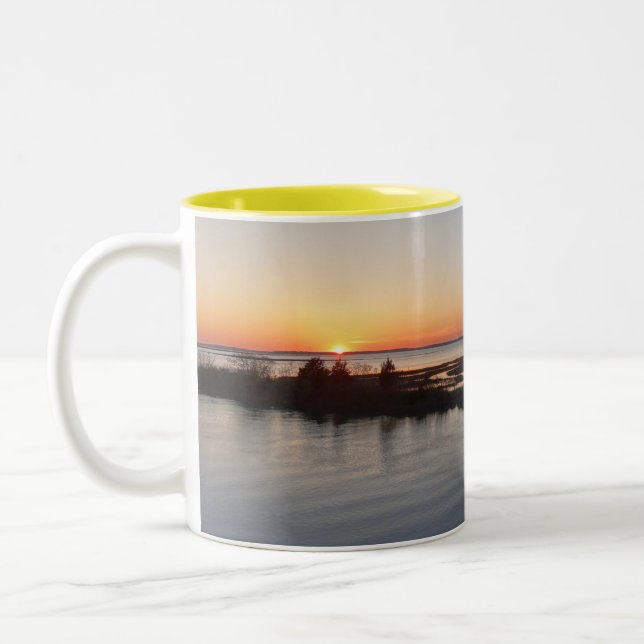 Chincoteague Sunset I Virginia Landscape Two-Tone Coffee Mug (Left)