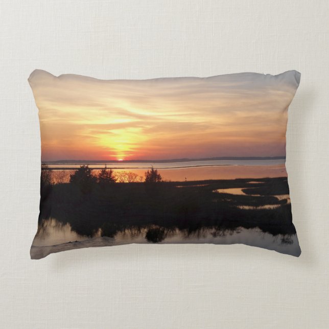 Chincoteague Sunset II Virginia Landscape Accent Pillow (Front)