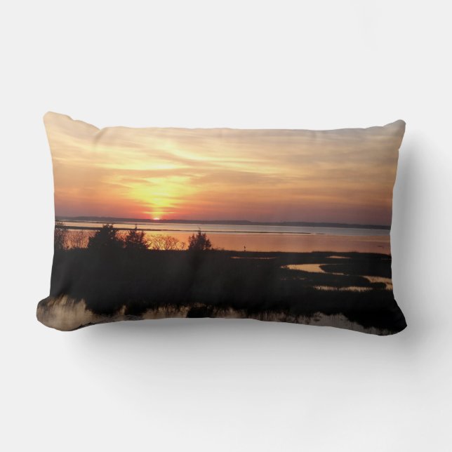 Chincoteague Sunset II Virginia Landscape Lumbar Pillow (Front)