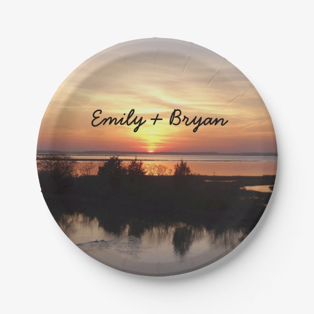 Chincoteague Sunset II Virginia Landscape Paper Plates (Front)