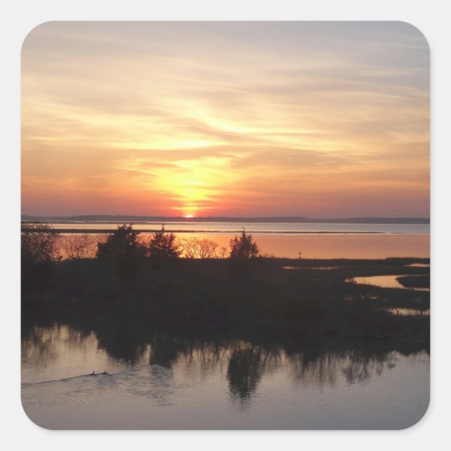 Chincoteague Sunset II Virginia Landscape Square Sticker (Front)