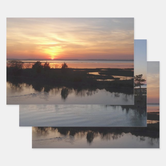 Chincoteague Sunset II Virginia Landscape Wrapping Paper Sheets (Set)