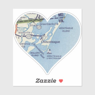 Chincoteague VA Classic Map Sticker