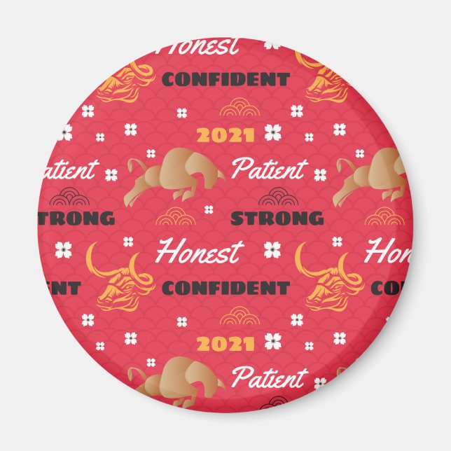 Chinese 2021 Year of the Ox Traits Magnet (Front)