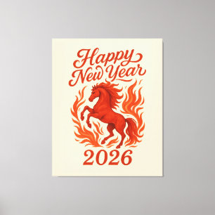 Chinese 2026 Fiery Horse Canvas Print