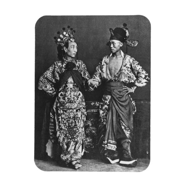 Chinese actors, c.1870 (b/w photo) magnet (Vertical)