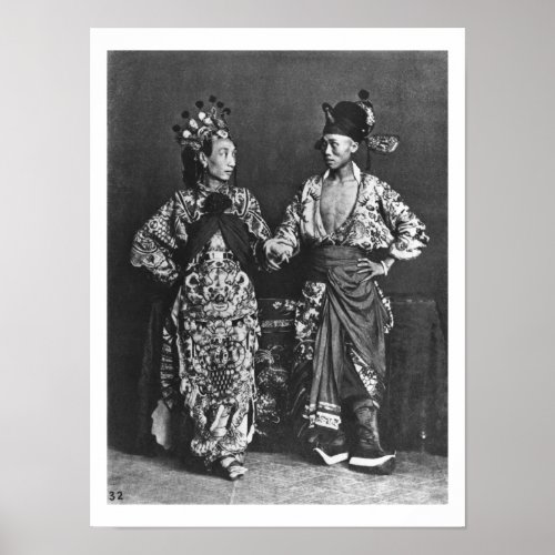 Chinese actors c1870 bw photo poster