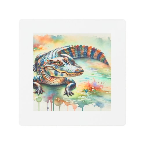 Chinese Alligator 200624AREF226 _ Watercolor Metal Print