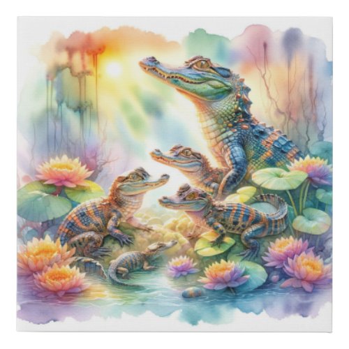 Chinese Alligators in Harmony 050624AREF127 _ Wate Faux Canvas Print