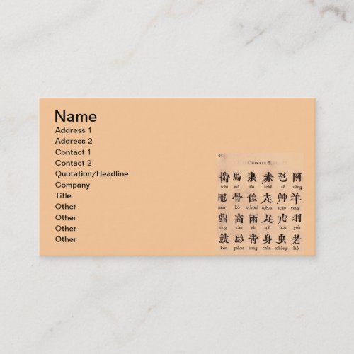 Chinese Alphabet Business Card
