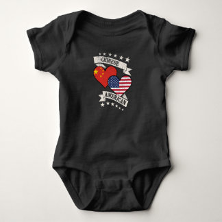 Chinese American Heart Flags China America Baby Bodysuit