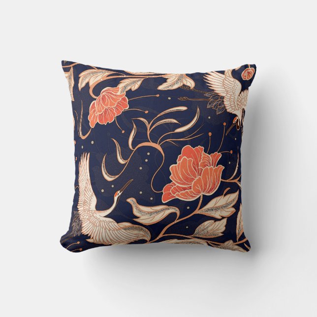 Chinese ancient style beautiful petals throw pillow (Front)