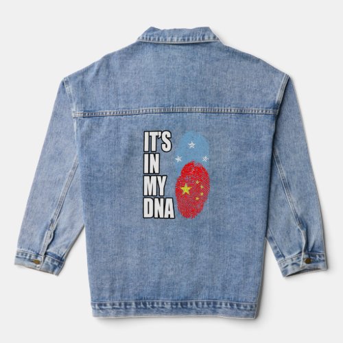 Chinese And Micronesian Mix DNA Heritage Flag  Denim Jacket