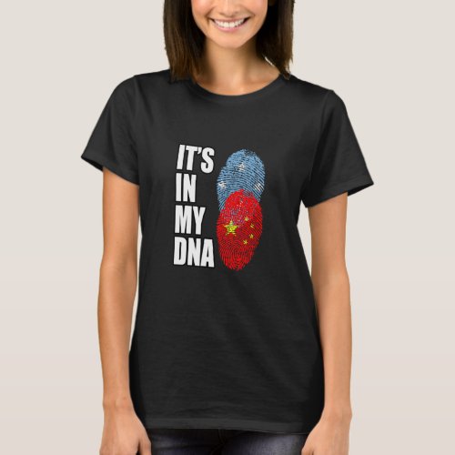 Chinese And Micronesian Mix DNA Heritage Flag  T_Shirt