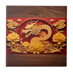 Chinese and Vietnamese Wood Dragon Year 2024 CerT Ceramic Tile